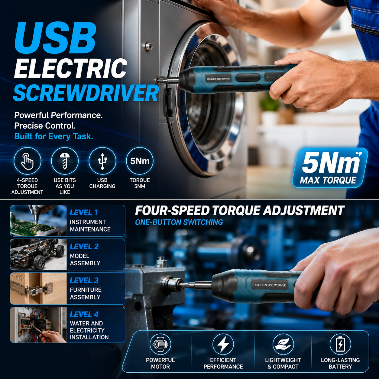 Rechargeable Cordless Electric Screwdriver Set