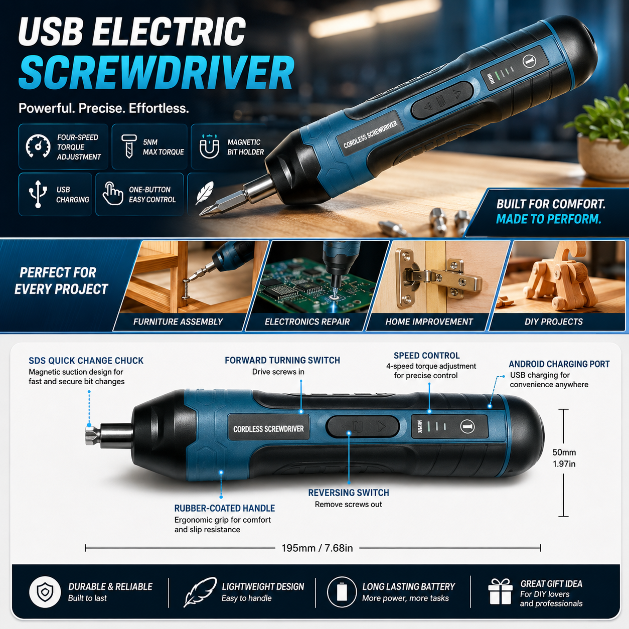 Rechargeable Cordless Electric Screwdriver Set