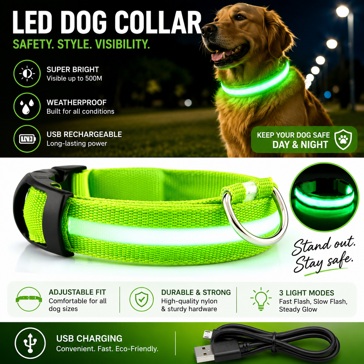 LED Glowing Dog Collar