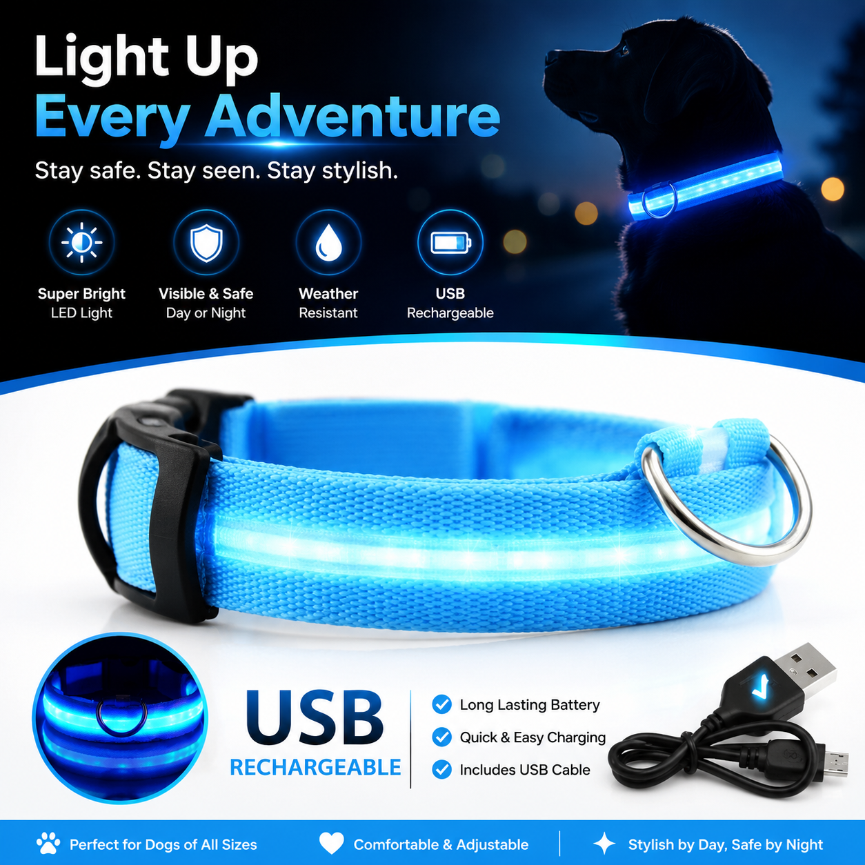 LED Glowing Dog Collar