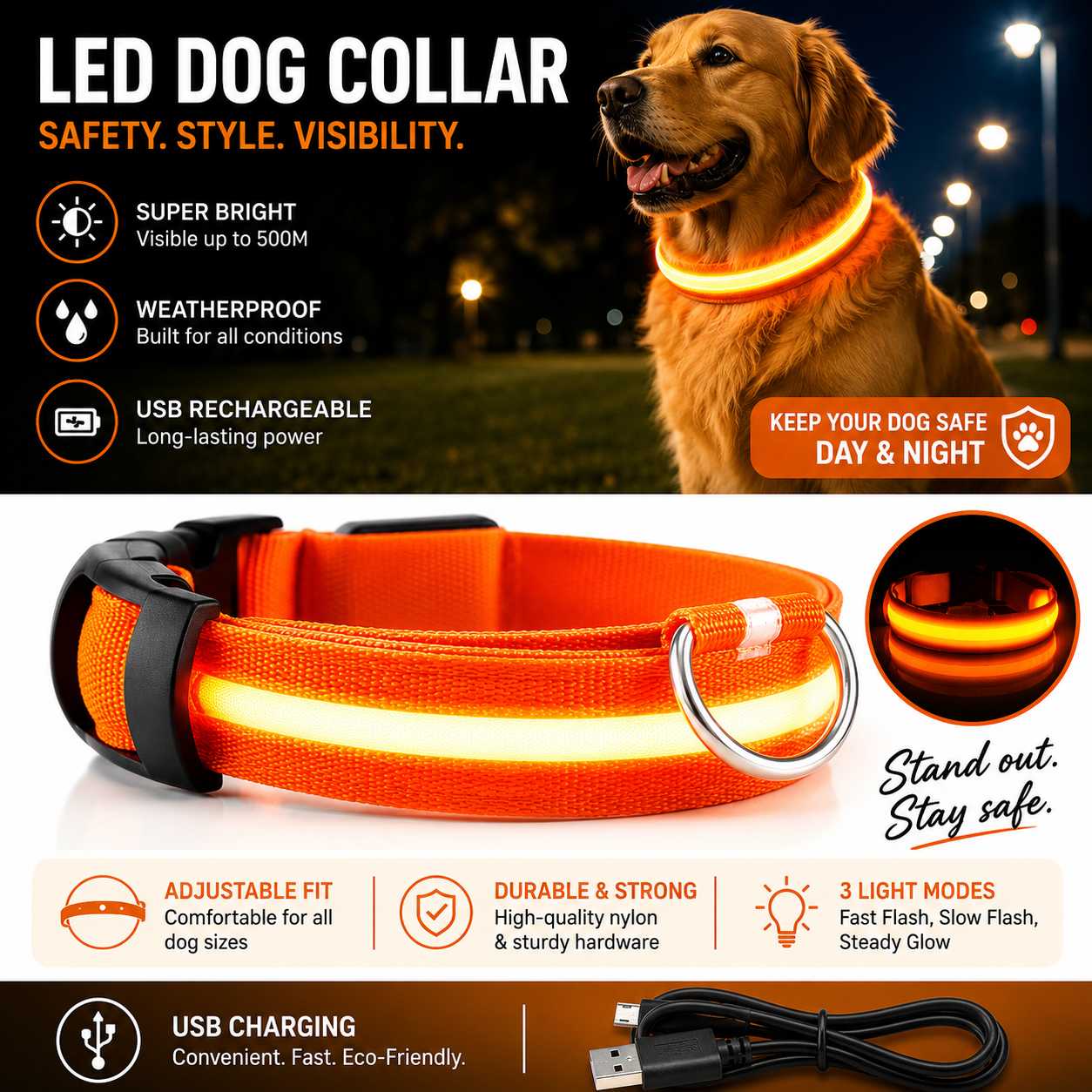 LED Glowing Dog Collar