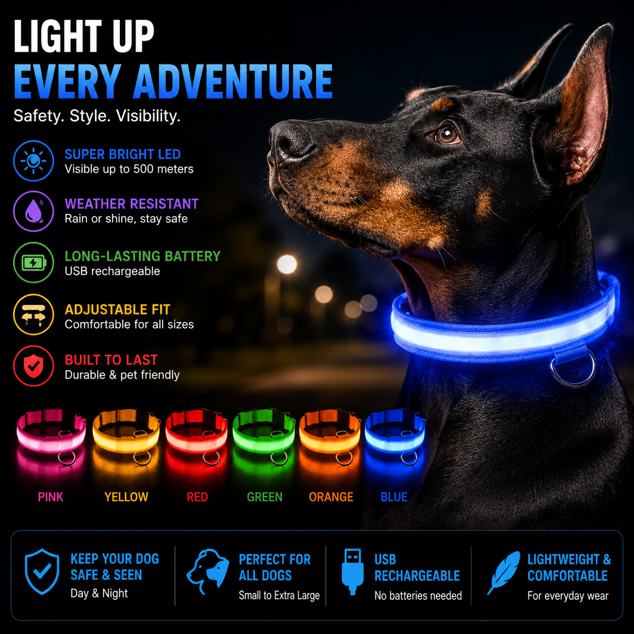 LED Glowing Dog Collar