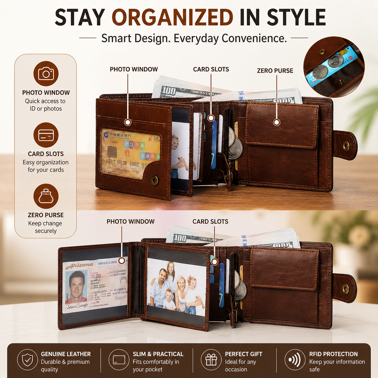 RFID Classic Men's Genuine Leather Wallet