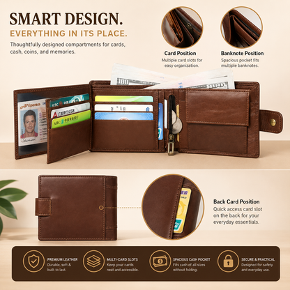 RFID Classic Men's Genuine Leather Wallet