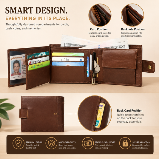 RFID Classic Men's Genuine Leather Wallet